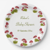 Fly Mushroom Goblincore Garden Green Baby Shower   ペーパープレート (正面)