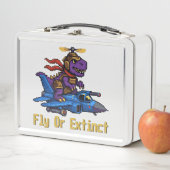 Fly Or Extinct Pixel Art Dinosaur Pilot Fighter Je メタルランチボックス (インサイチュ)