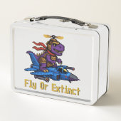 Fly Or Extinct Pixel Art Dinosaur Pilot Fighter Je メタルランチボックス (裏面)