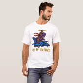 Fly Or Extinct Pixel Art Dinosaur Pilot Fighter Je Tシャツ (正面フル)