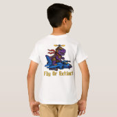 Fly Or Extinct Pixel Art Dinosaur Pilot Fighter Je Tシャツ (裏面フル)