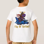 Fly Or Extinct Pixel Art Dinosaur Pilot Fighter Je Tシャツ (裏面)