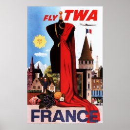 Fly to FRANCE Europe Fashion Capital Old Airlines ポスター