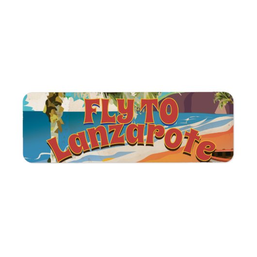 Fly to Lanzarote Vintage Poster ラベル (正面)