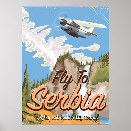 Fly To Serbia Cartoon Travelポスター ポスター (正面)