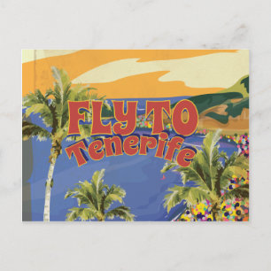 Fly To Tenerife Vintage旅行ポスター ポストカード