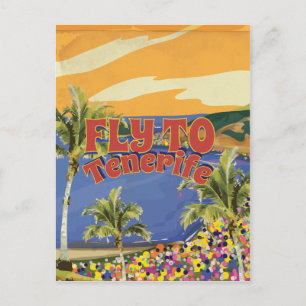 Fly To Tenerife Vintage旅行ポスター ポストカード