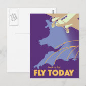 Fly Todayヴィンテージスタイル旅行ポスター ポストカード (正面/裏面)