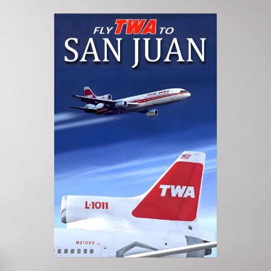 Fly TWA to San Juan Puerto Rico Trans World ポスター (正面)