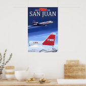 Fly TWA to San Juan Puerto Rico Trans World ポスター (キッチン)