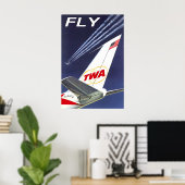FLY TWA Trans World Airlines Boeing 707 Travel ポスター (ホームオフィス)