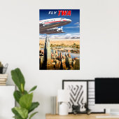 Fly TWA Trans World Airlines Chrysler Building New ポスター (ホームオフィス)