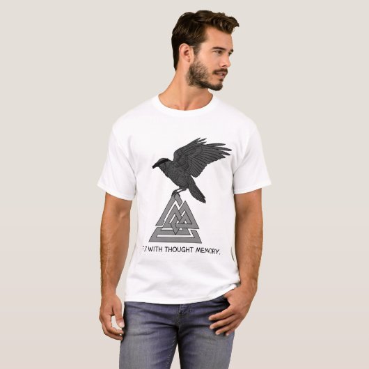 Fly with 考え &  Memory - Ravens & Valknut Tシャツ (正面フル)