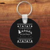 Fly You Fools Wizard Santa Sleigh Reindeer Christm キーホルダー (正面)