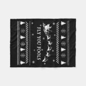 Fly You Fools Wizard Santa Sleigh Reindeer Ugly Ch フリースブランケット (正面(横))