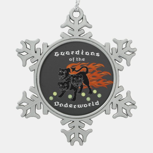 Flyballのチームオーナメント スノーフレークピューターオーナメント (正面)