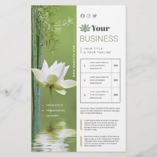 Flyer 14 cm x 21,6 cm Zen Lotus Vert チラシ