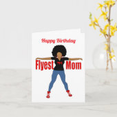 Flyest Mom African American Birthday Card カード (黄色い花)