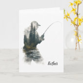 "Flyfisherman Double Exposure" グリーティングカード (黄色い花)