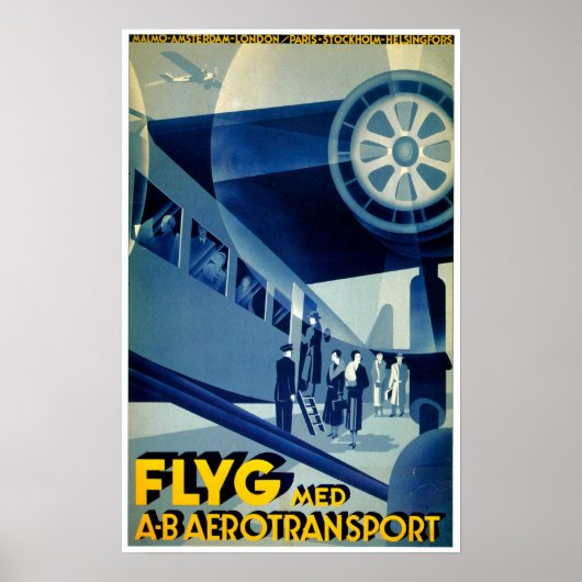 Flyg A-Bエアロトランスポートヴィンテージ旅行広告 ポスター (正面)