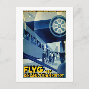 Flyg A-Bエアロトランスポートヴィンテージ旅行広告 ポストカード