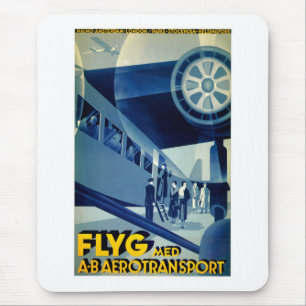 Flyg A-Bエアロトランスポートヴィンテージ旅行広告 マウスパッド