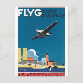 FlyG Over Stockholmヴィンテージ旅行ポスター ポストカード