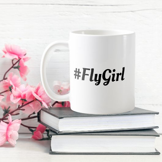 #FlyGirlタイポグラフィシンプル、トラベモダンル コーヒーマグカップ