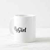 #FlyGirlタイポグラフィシンプル、トラベモダンル コーヒーマグカップ (正面左)