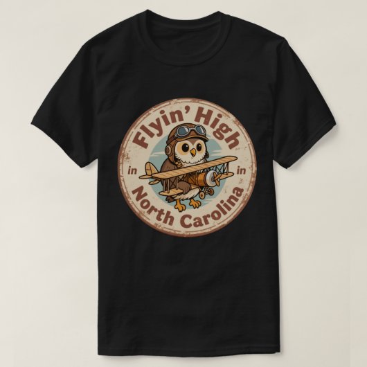 Flyin' High_ ノースカロライナ州航空テーマアート Tシャツ (デザイン正面)