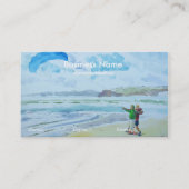 Flying a kite at the beach Painting Business Cards 名刺 (正面)