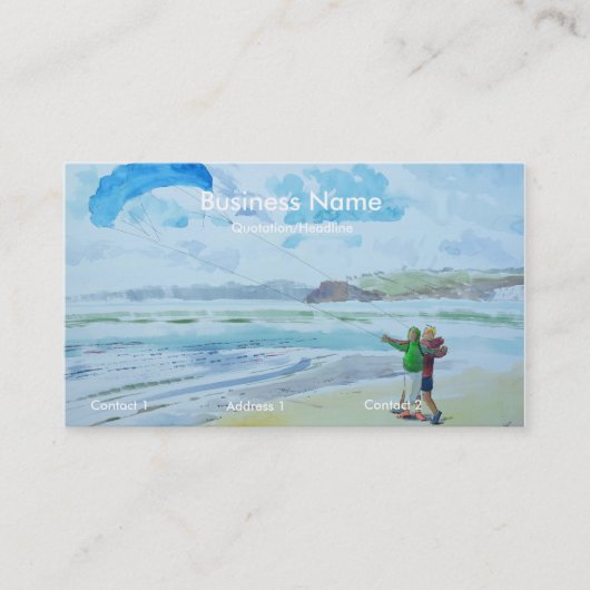 Flying a kite at the beach Painting Business Cards 名刺 (正面)