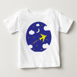 flying aeroplane in night sky ベビーTシャツ