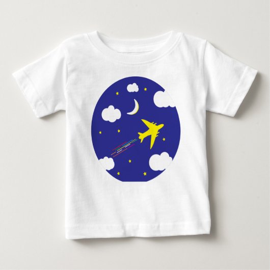 flying aeroplane in night sky ベビーTシャツ (正面)