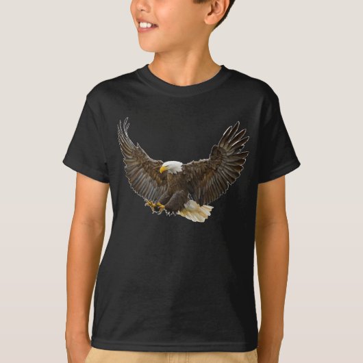 Flying Bald Eagle Birdwatching Tシャツ (正面)