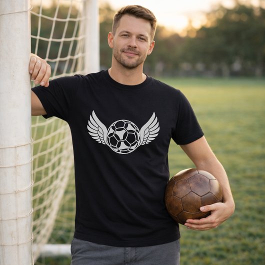 Flying Ball Soccer Art; Winged Footbball Graphic Tシャツ