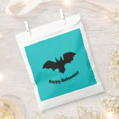 Flying Bat on teal favor bag フェイバーバッグ (クリップ留めされた状態)