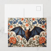 Flying Bat William Morris Inspired Floral ポストカード (正面/裏面)