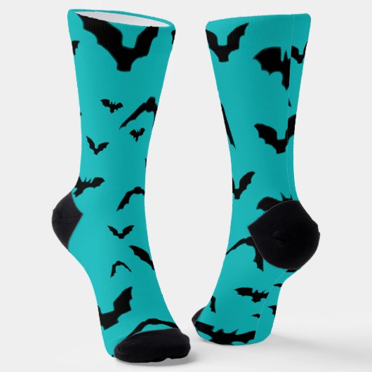 Flying Bats on Teal ソックス (傾斜あり)