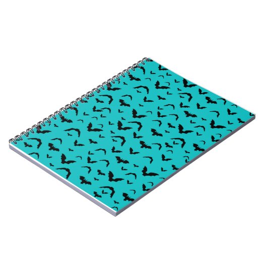 Flying Bats on Teal ノートブック (左側)
