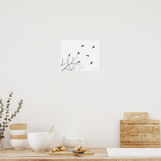 Flying Birds Silhouette Fine Art Print ポスター (キッチン)