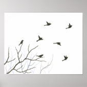 Flying Birds Silhouette Fine Art Print ポスター (正面)
