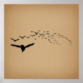 Flying Birds Vintage Art ポスター (正面)