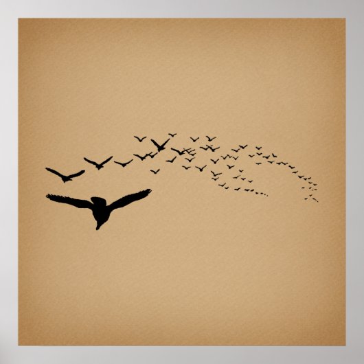 Flying Birds Vintage Art ポスター (正面)