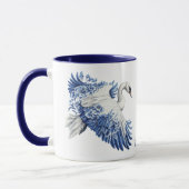 Flying Blue Swan Floral Monogram マグカップ (左)