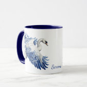 Flying Blue Swan Floral Monogram マグカップ (正面左)