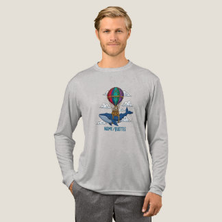Flying Blue Whale with Hot Air Balloon トライブレンドTシャツ
