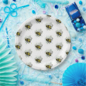 Flying Bumble BEE, Freehand Digital Drawing Insect ペーパープレート (パーティー)