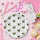 Flying Bumble BEE, Freehand Digital Drawing Insect ペーパープレート (パーティー)