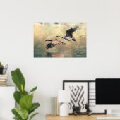 Flying Canada Geese Poster ポスター (ホームオフィス)